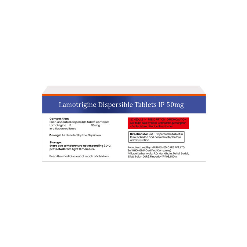 Box of Lamotrigine Dispersible tablets 50mg composition image