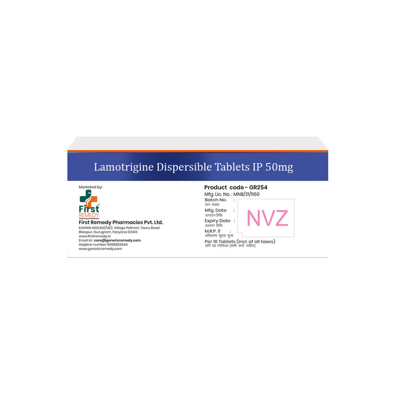 Box of Lamotrigine Dispersible tablets 50mg back image