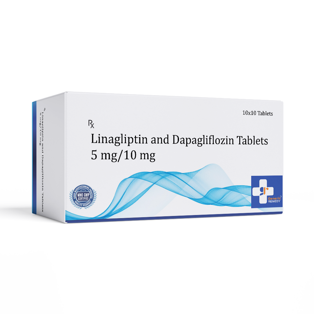 Box of Linagliptin & Dapagliflozin tablets 5/10mg front image