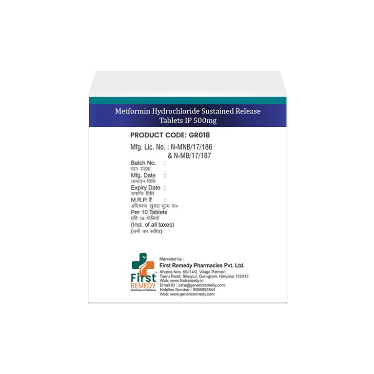 Box of Metformin SR tablets 500mg back image