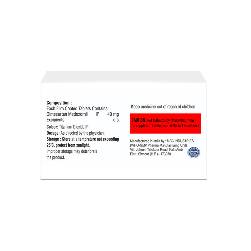 Box of Olmesartan tablets 40mg composition images