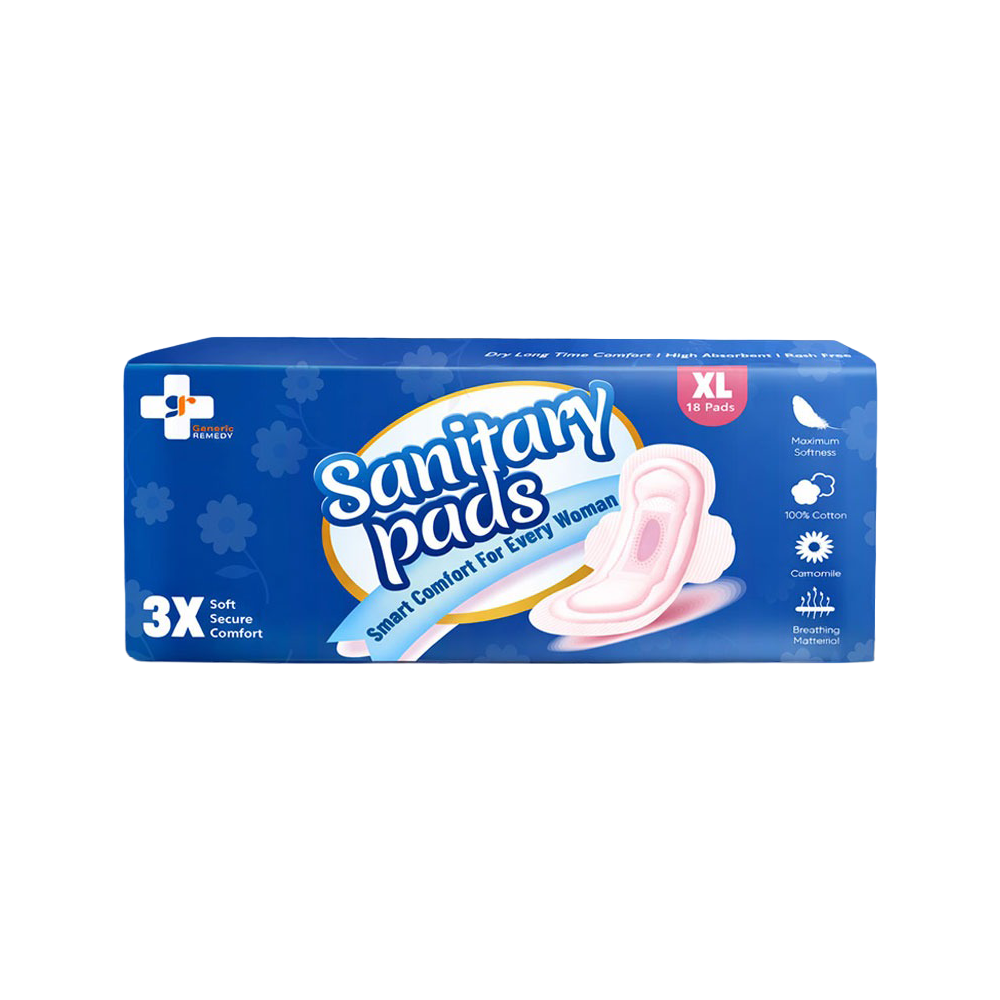 Generic Remedy Sanitary Napkins XL size, 6pc