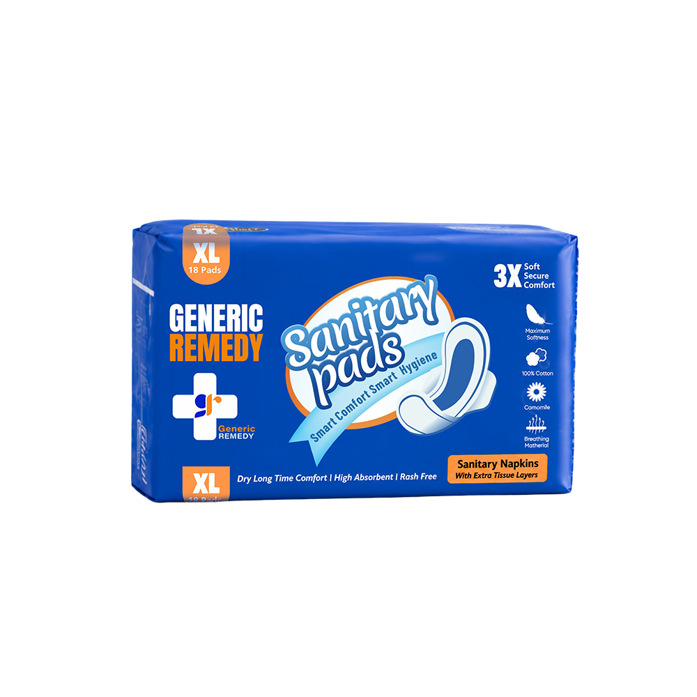 Generic Remedy Sanitary Napkins XL size, 18pc