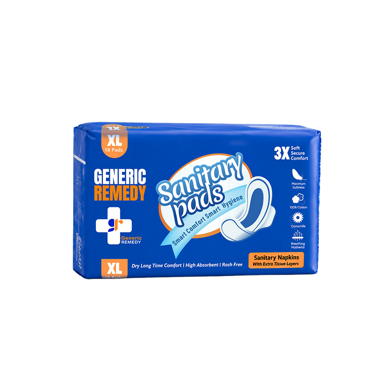 Generic Remedy Sanitary Napkins XL size, 18pc