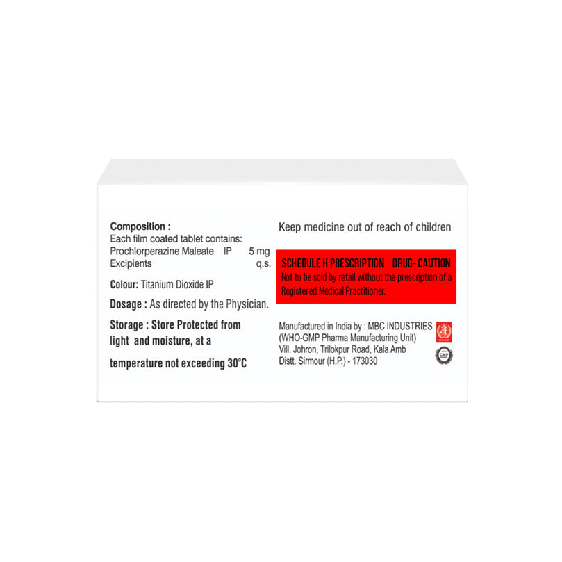 Box of Prochlorperazine tablets 5mg composition image