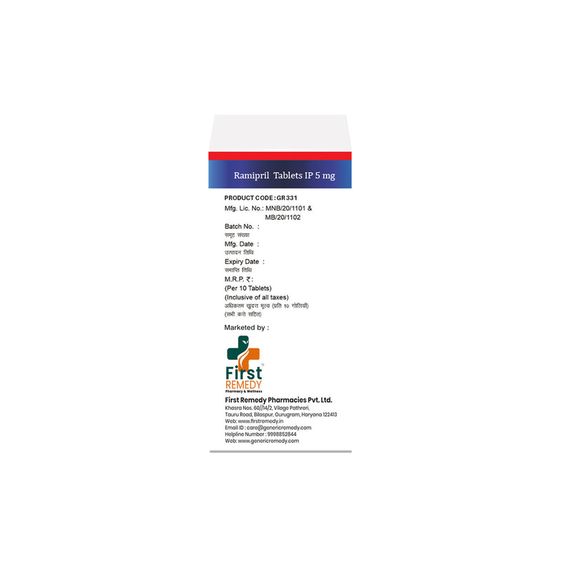 Box of Ramipril tablets 5mg front image