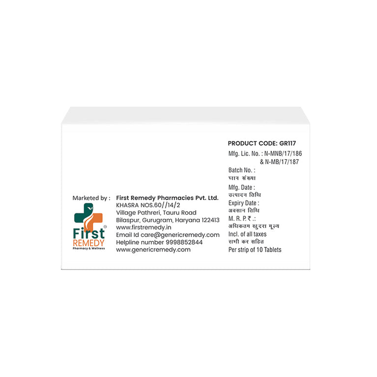 Box of Rosuvastatin & Fenofibrate tablets 10mg/160mg back image