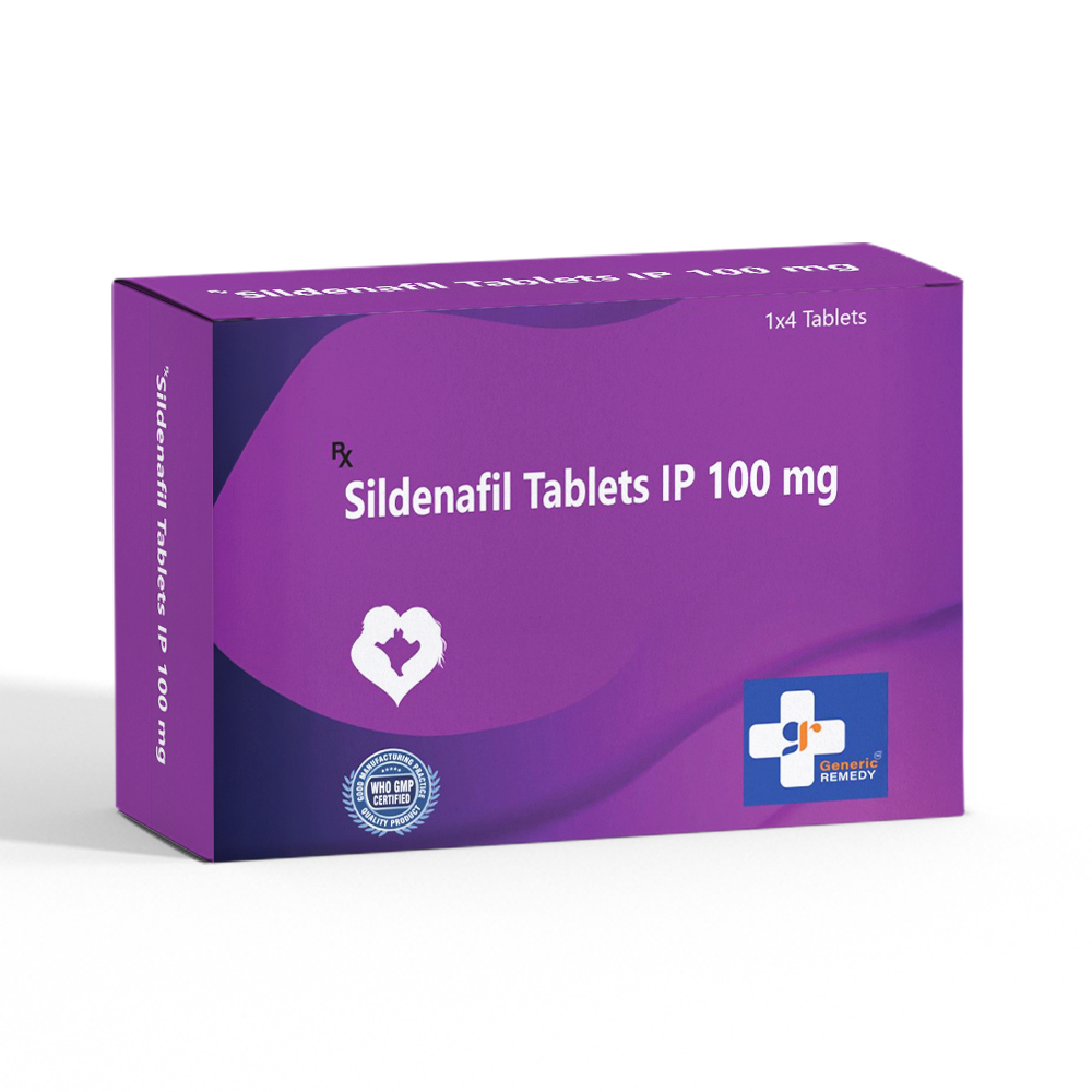 Box of Sildenafil tablets 100mg front image