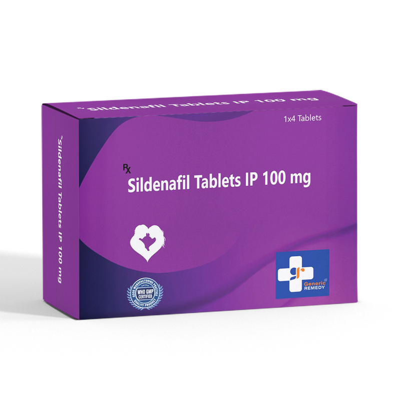 Box of Sildenafil tablets 100mg front image