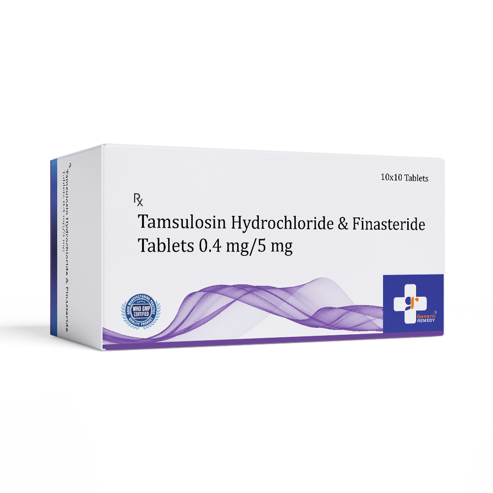 Box of Tamsulosin Hydrochloride & Finasteride tablets 0.4/5mg front image