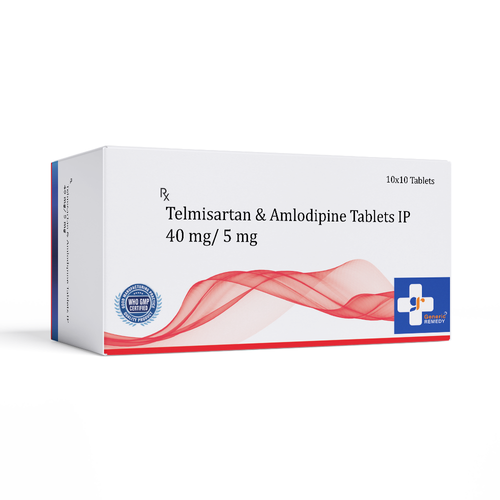 Box of Telmisartan & Amlodipine tablets 40/5mg front image