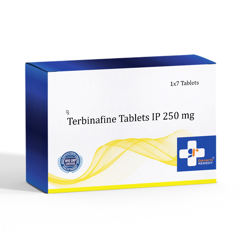 Box of Terbinafine tablets 250mg front image
