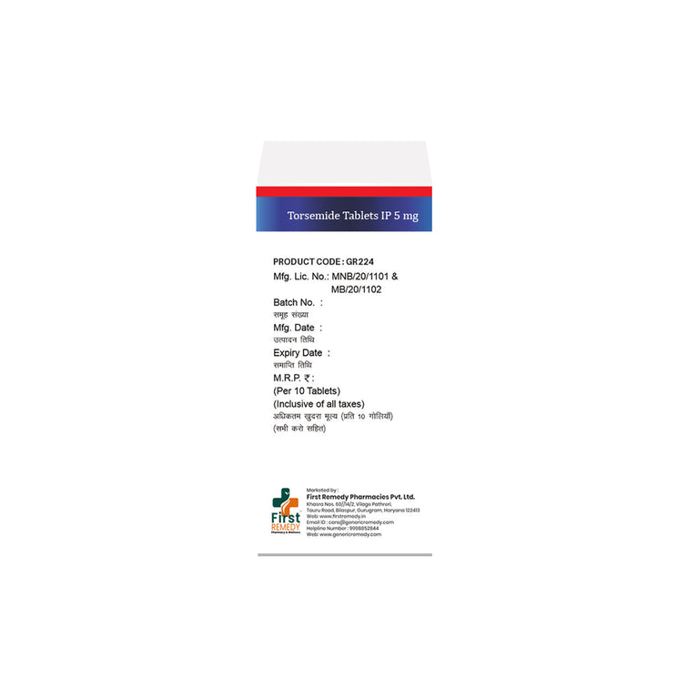 Box Torsemide tablets 5mg back image
