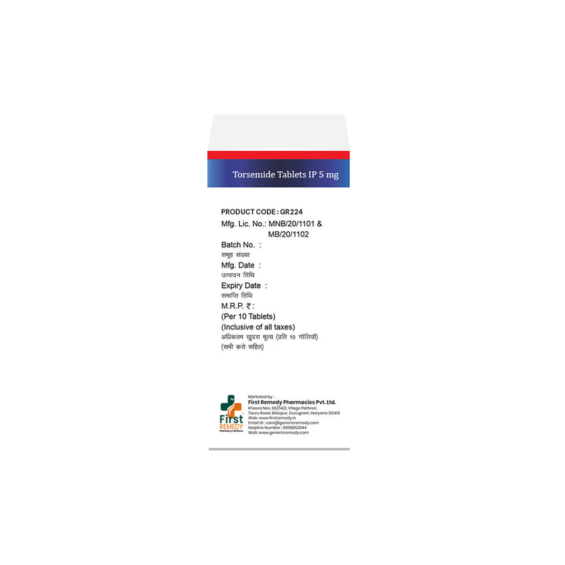 Box Torsemide tablets 5mg back image