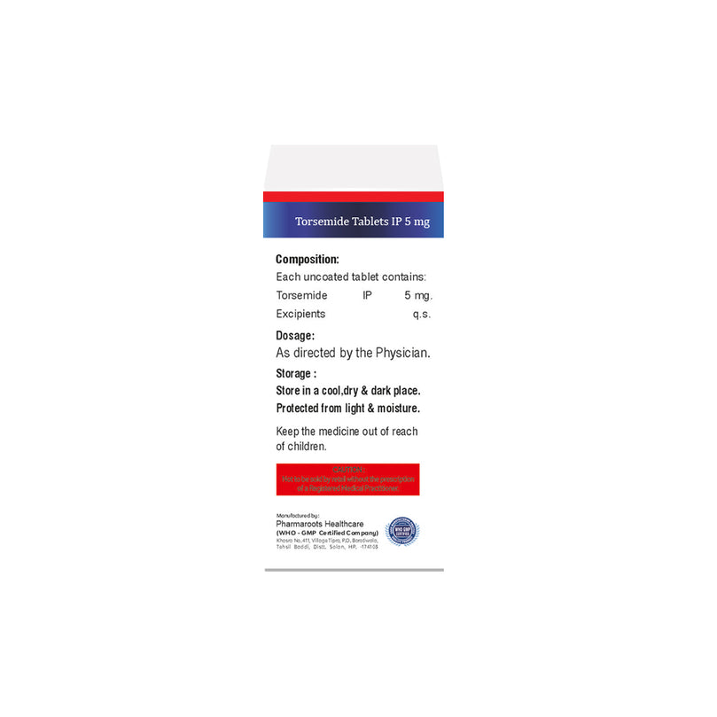 Box of Torsemide tablets 5mg composition image